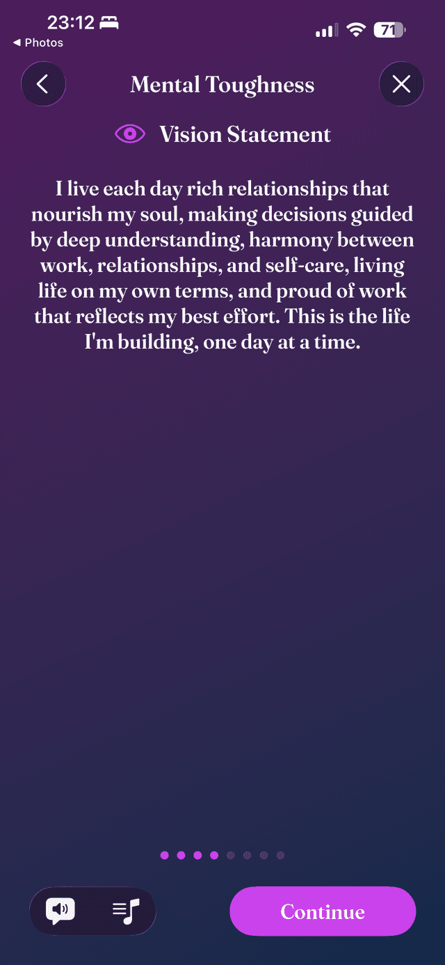 Winna mental toughness workout showing vision statement step